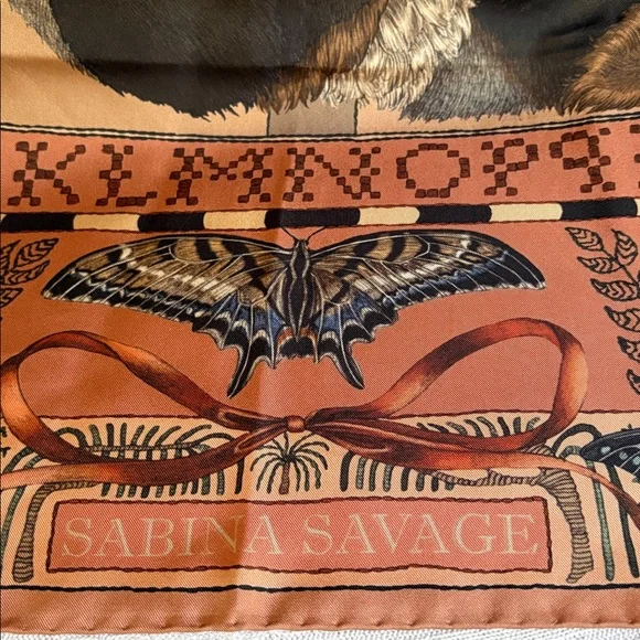 Sabina Savage Butterfly Panda silk scarf - Picture 2 of 7